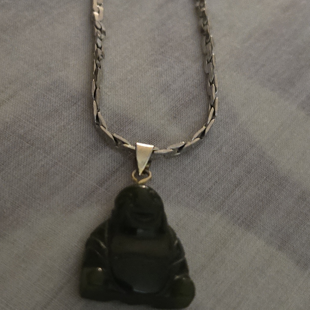Elegant Gold and Green Buddha Pendant Necklace